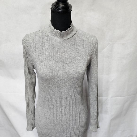 Heart & Hips Grey Ribbed Pencil Dress High Neck Size L - Picture 3 of 7